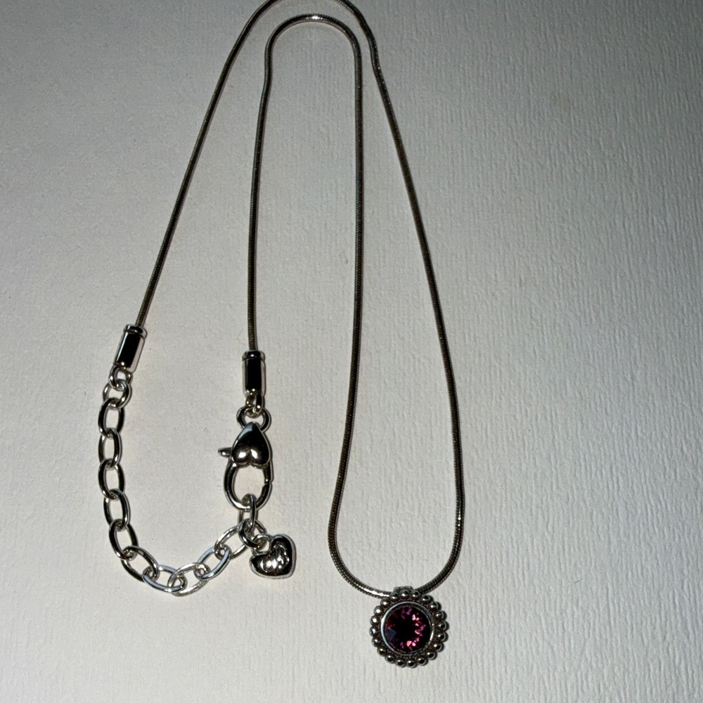 Brighton Silver Necklace with Pink/purple Gemstone